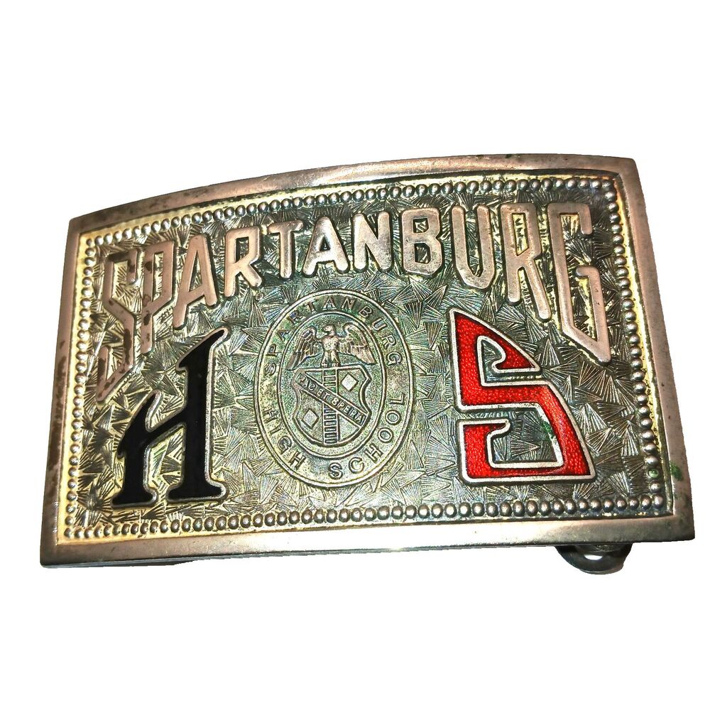 Vintage Jenkins Brand Spartanburg High School SC Belt Buckle Silver Tone 1930s